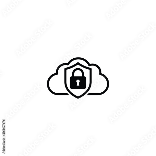 Cloud with lock icon for data security