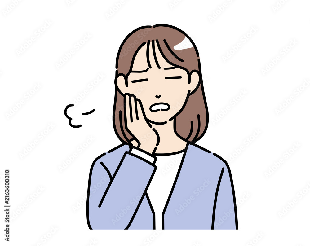 Fototapeta premium 目を閉じてため息をつくオフィスカジュアル姿の若い女性のイラスト