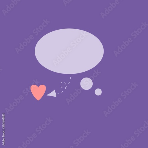 Canvas Print Cute romantic thought bubble illustration with heart and arrow