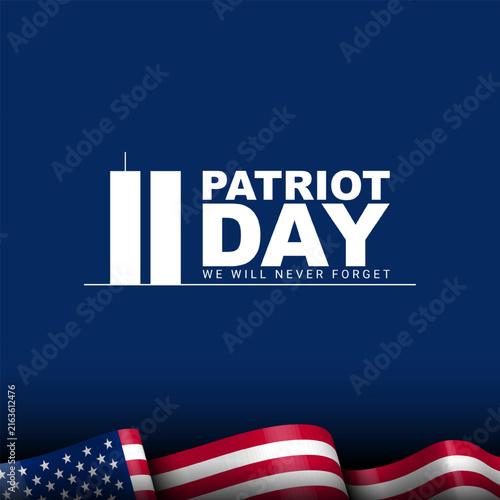 Patriot Day Greeting Card Design with blue background.