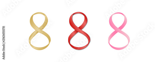 Gold handwritten style ribbon number 8 set