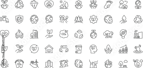 Environtment icon set. Editable stroke.
