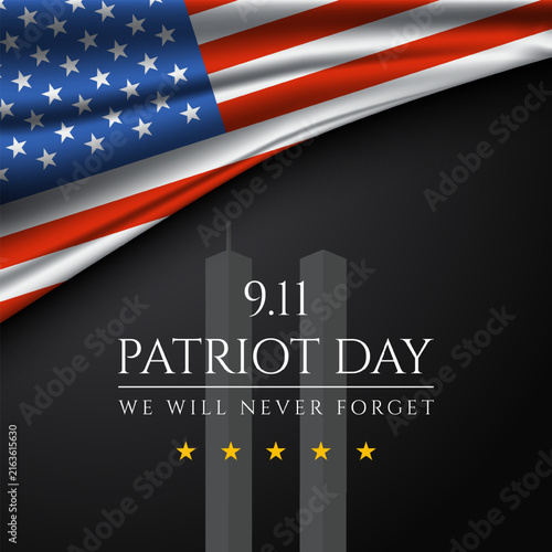 Silhouette of Towers. American Patriot Day banner.