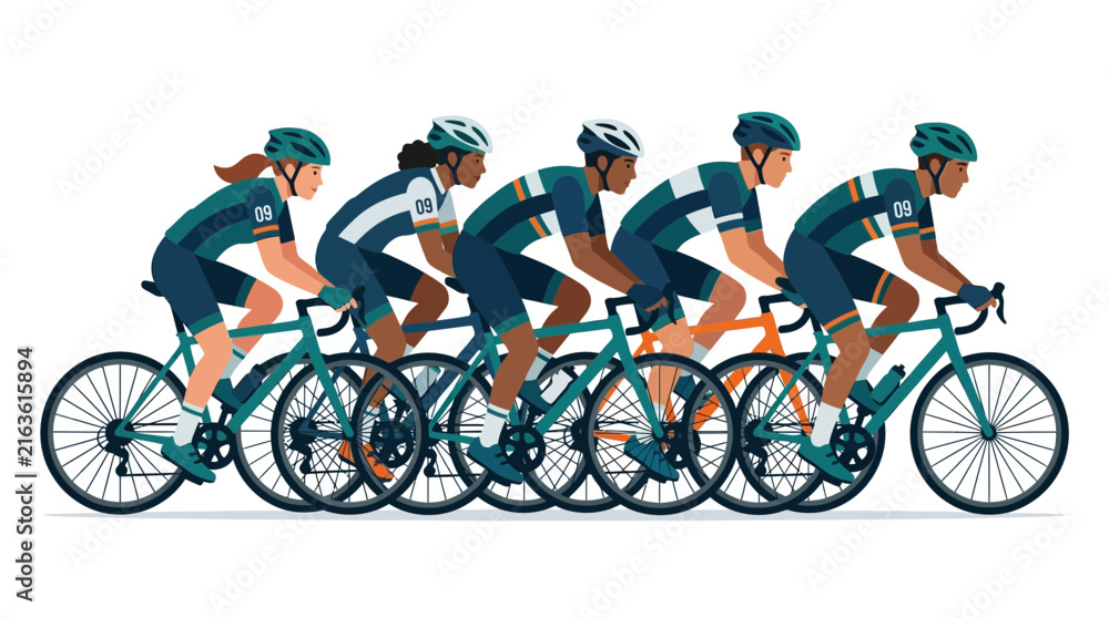 Fototapeta premium Group of professional cyclists racing on road bicycles