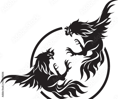 Vector illustration chicken fighter logo isolated on white background