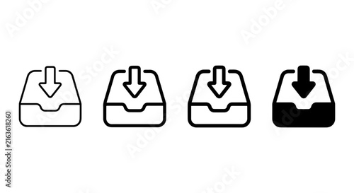 Download Inbox Icons Set, Data Storage Symbols, Cloud Upload Graphics, Digital Archive Vector