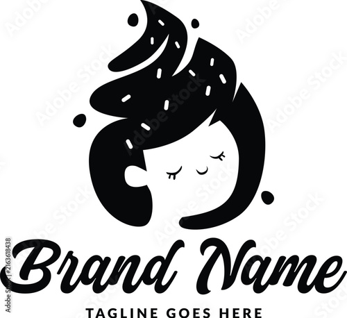 Vector illustration logo brand ice cream isolated on white background