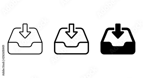 Inbox Icons, Download Symbols, Data Input Vector Graphics, Digital Storage Icons
