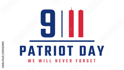 Patriot Day Background Vector Illustration with Twin Towers and NYC Skyline for September 11 Memorial. September 11 Patriot Day Banner Design Template with Twin Towers Silhouette for USA Remembrance.