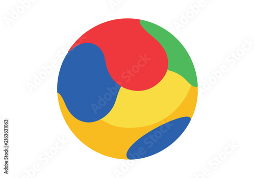 Abstract colorful sphere with organic fluid shapes isolated on clean white background for modern design