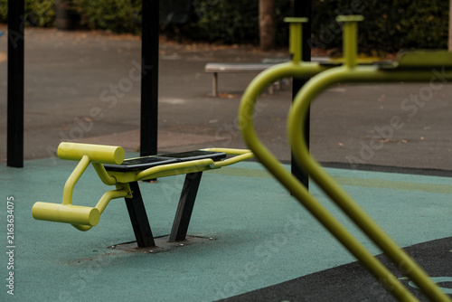 Photography Outdoor gym equipment providing public health and fitness options