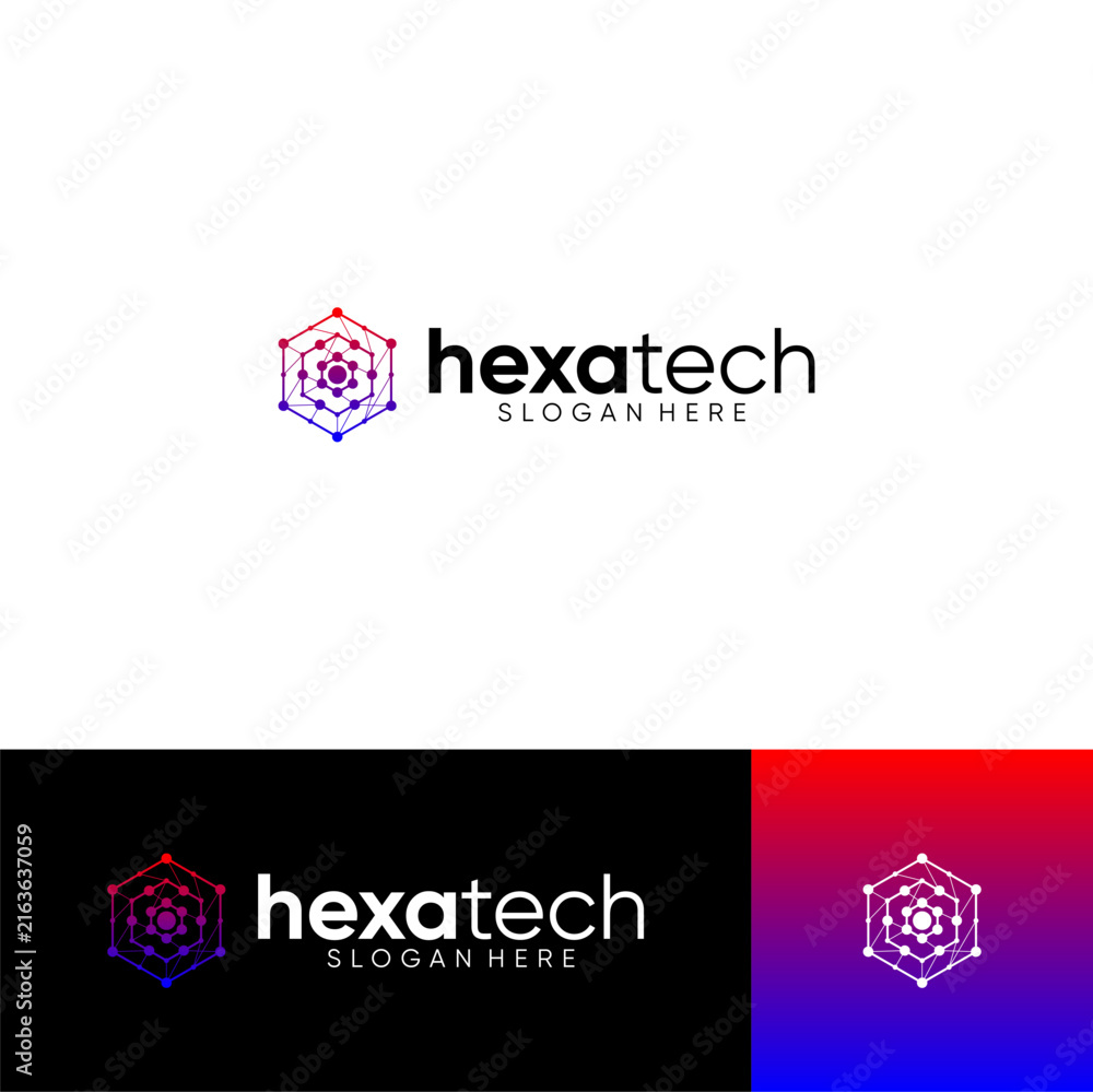 Fototapeta premium Hexagon Technology Logo Template with Network Concept