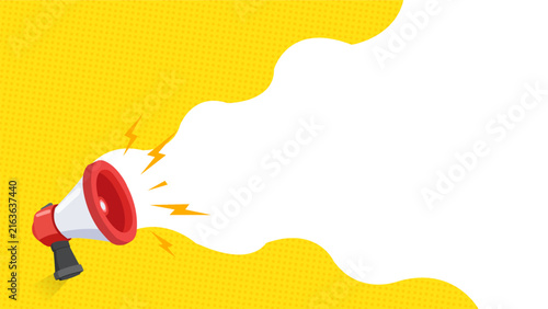 Banner with megaphone realistic style