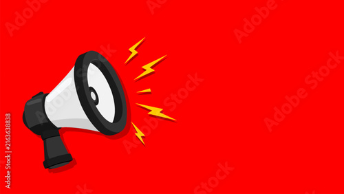 Megaphone loudspeaker in red background