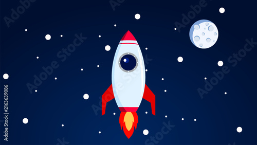 Space background with rocket launch vector