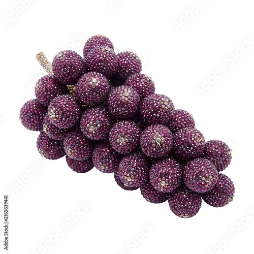 Bedazzled Purple Rhinestone Grape Cluster PNG Isolated on Transparent Background for Luxury Jewelry, Fashion and Decorative Designs