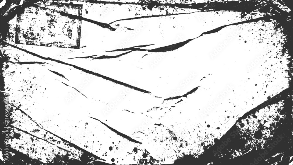 Fototapeta premium Black and White Grunge Texture with Distressed Border and Splatters