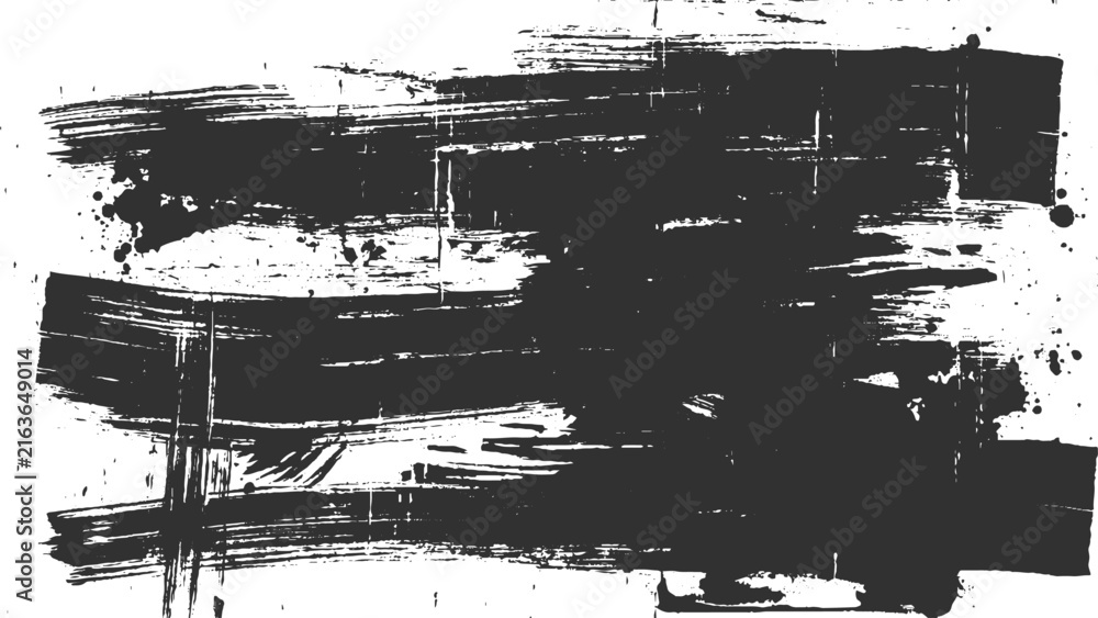 Fototapeta premium Abstract black brush stroke grunge texture on white background