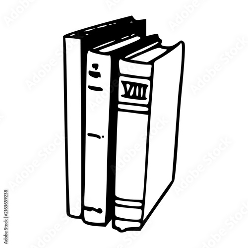 old encyclopedia books stack outline vector element for education concept
