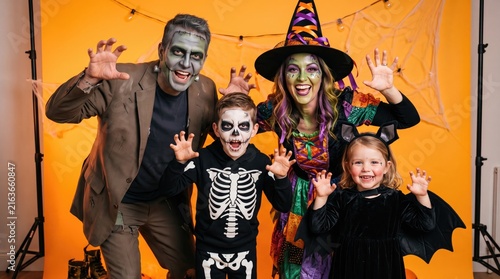 Family halloween fun a group portrait of costumed individuals celebrating the holiday