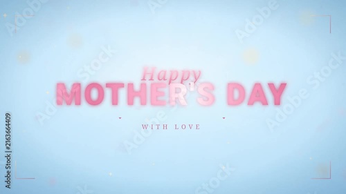 Happy Mothers Day Greeting with Pink Text and Soft Blue Background