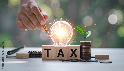 Tax planning concept. Financial strategy, income structuring, corporate tax optimization and smart budgeting for long-term savings.