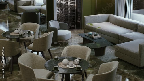 3D render animation 4K hotel lobby interior