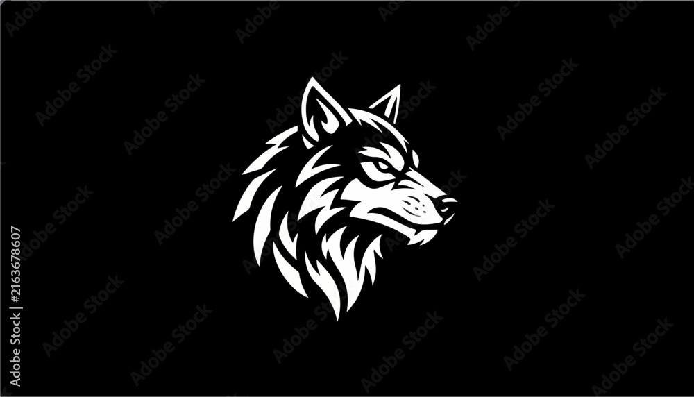 Obraz premium Stylized Angry Wolf Head Silhouette Illustration