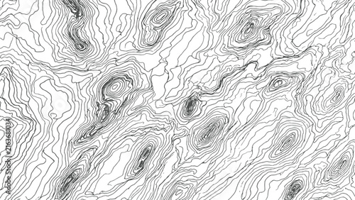 Abstract Topographic Map Pattern Background with Black Contour Lines
