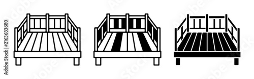 Wooden Deck Icons, Balcony Vector Set, Outdoor Platform Graphics, Terrace Design Elements