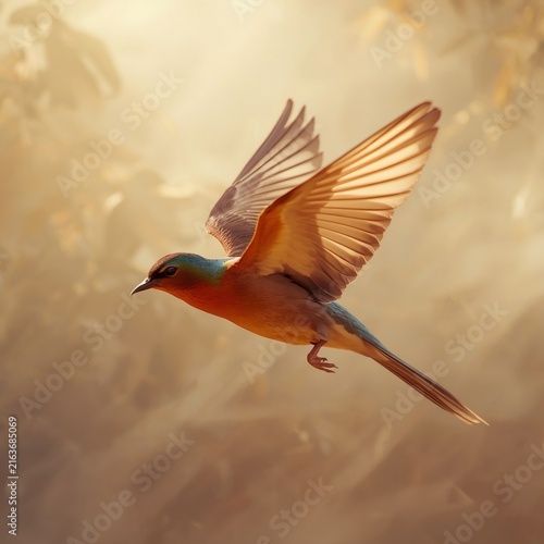 Beautiful Exotic Bird Flying in Nature Wildlife Photography Background