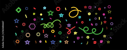 Colorful Hand Drawn Doodle Elements and Confetti Celebration Set