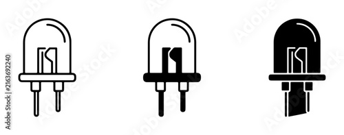 LED Light Emitting Diode Icons, Electronic Component Symbols, Technology Graphics