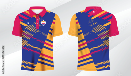 full colorful background polo sport shirt sublimation jersey template