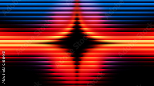 Abstract red and blue digital light lines with a dark diamond shape center