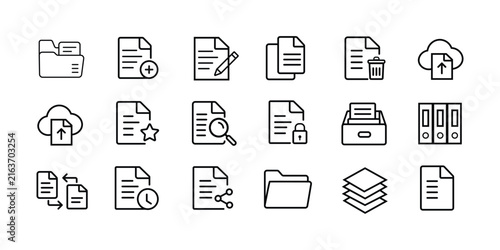 Document Management and File Organization Outline Icon Set