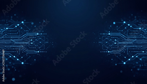 Abstract Circuit Board Tech Pattern Dark Blue Data Banner Background Digital