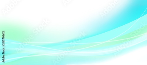 柔らかい緑と青のグラデーションと透明感のあるウェーブの背景素材