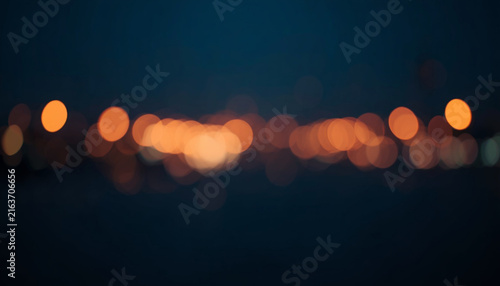 Abstract Blurred City Lights Bokeh Night Urban Banner Background Warm