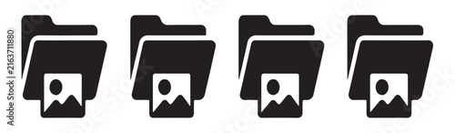 Digital image folder vector icons with picture preview symbol for creative media storage and file cataloging.