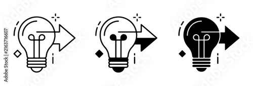 Lightbulb Idea Icons, Innovation Symbol, Creative Solution Vector Set, Business Concept Graphics