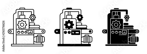 Industrial Manufacturing Machine Icons, Production Line Equipment Set, Factory Automation Technology Graphics