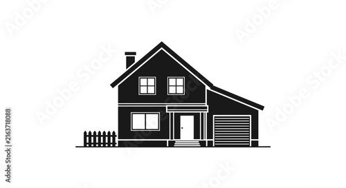 Suburban residential family house silhouette.