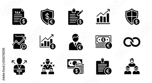 Tax management and financial protection glyphs.