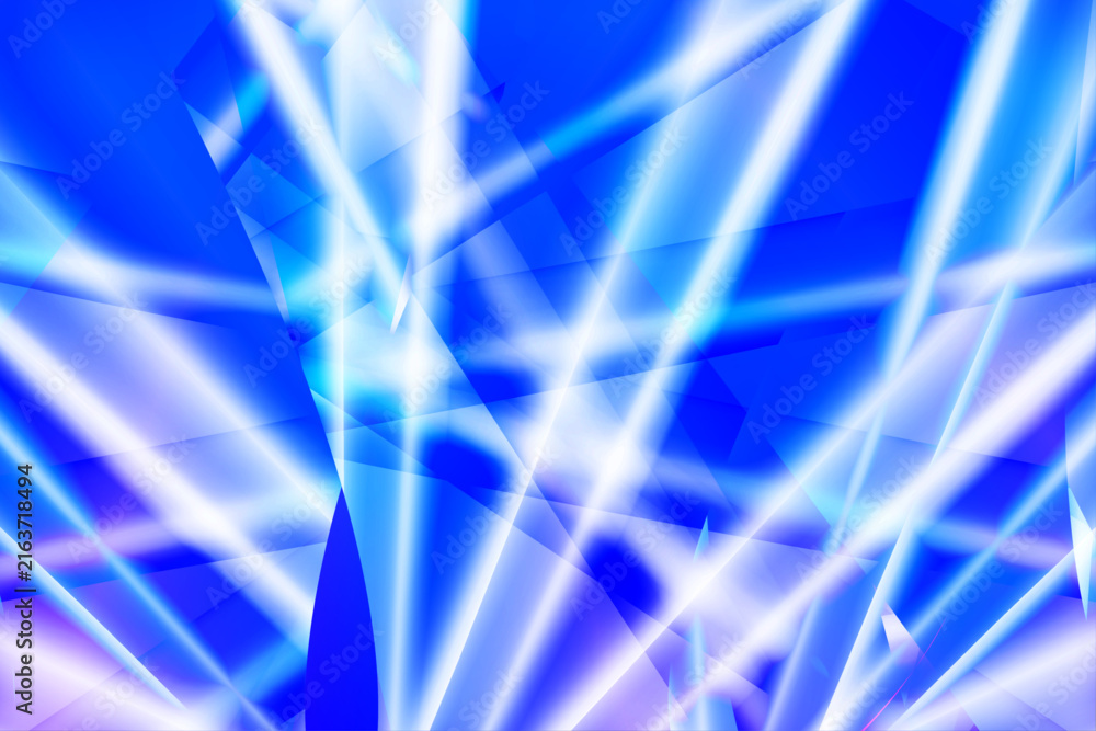 Obraz premium abstract cyan blue background featuring luminous diagonal streaks overlapping transparent shapes geometric structures and glowing white highlights creating a vibrant futuristic digital composition