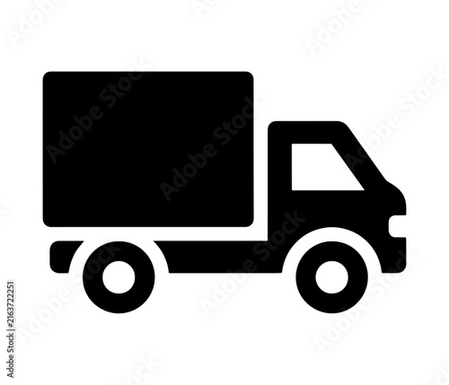 Fotografie Delivery truck transportation vehicle icon silhouette with delivery transport lo