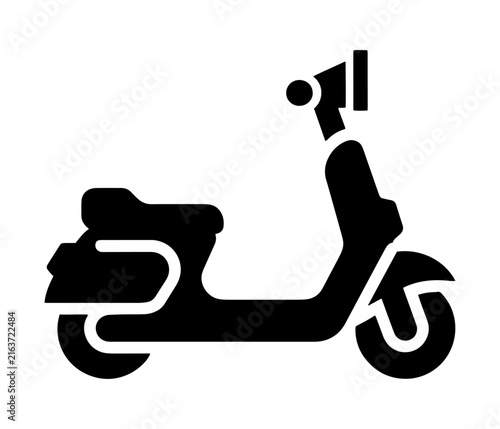 Retro motorized scooter icon design silhouette with motorcycle transportation silhouette isolated motorized
