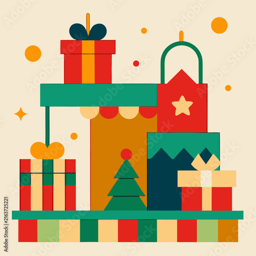 Christmas Gift Workshop Vector Illustration