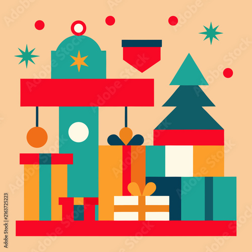 Christmas Gift Workshop Vector Illustration