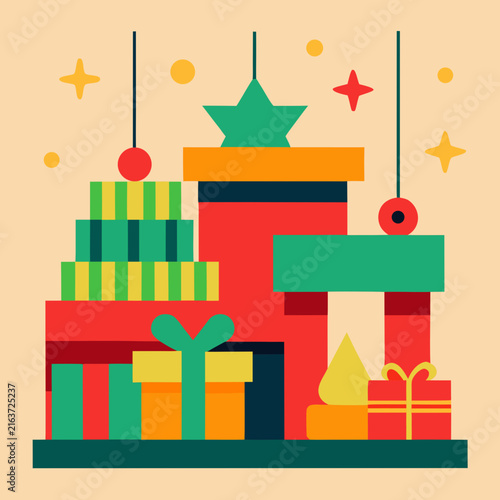 Christmas Gift Workshop Vector Illustration